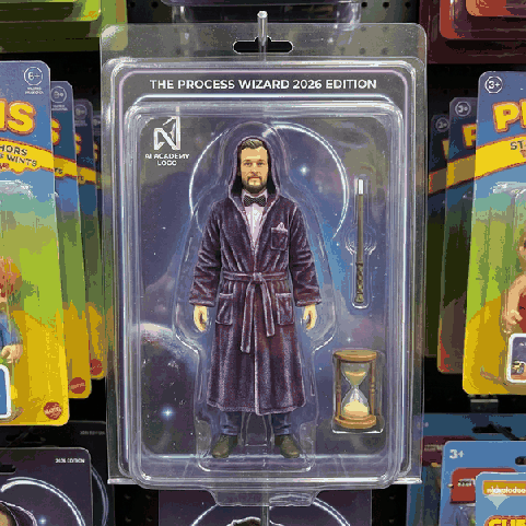 The Process Wizard 2026 Edition – Action Figure (AI-generated with Replicate & Flux Lora)